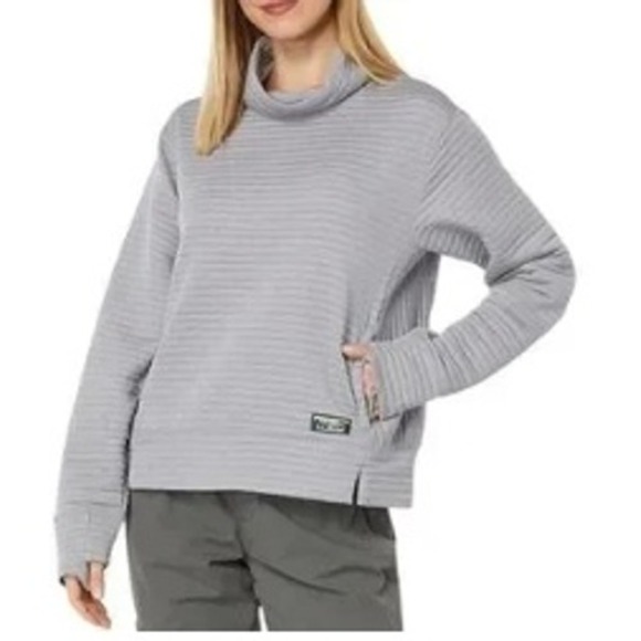 L.L. Bean Sweaters - LL Bean Womens Gray Quilted Funnel Neck Pullover Sweatshirt 519210 Size S Reg
